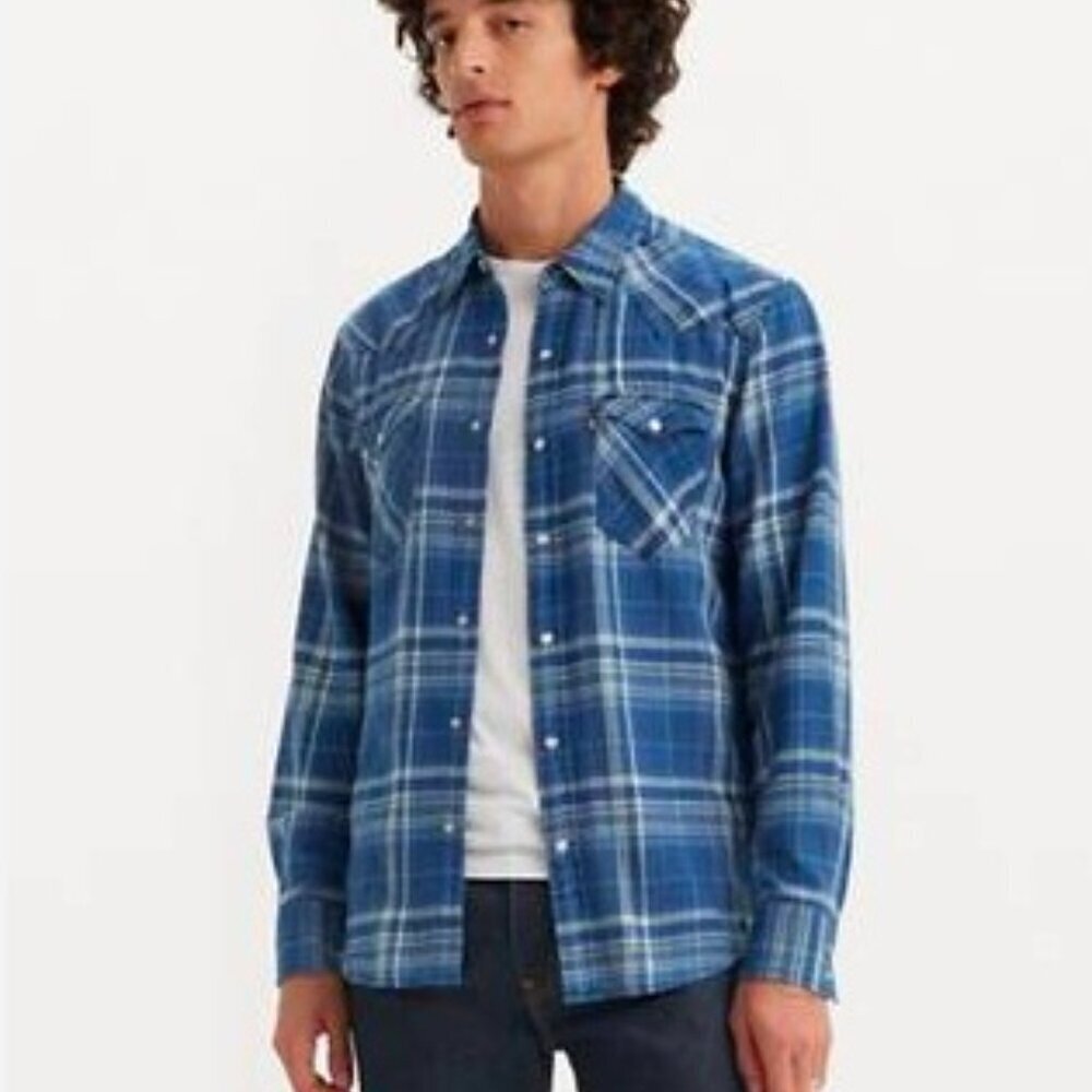 Levi's Classic Standard Fit Lightweight Plaid Western Shirt, XXL
